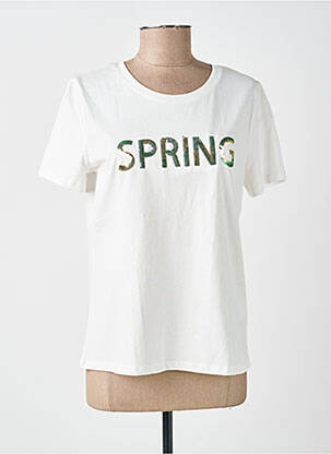 Tricou croială dreaptă mâneci scurte alb GEISHA femeie