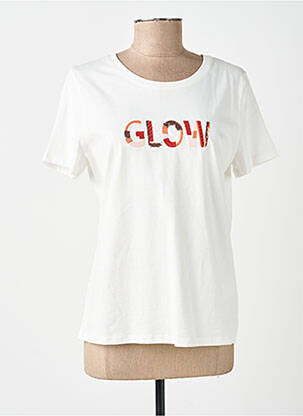 Tricou elasticitate mâneci scurte alb GEISHA femeie