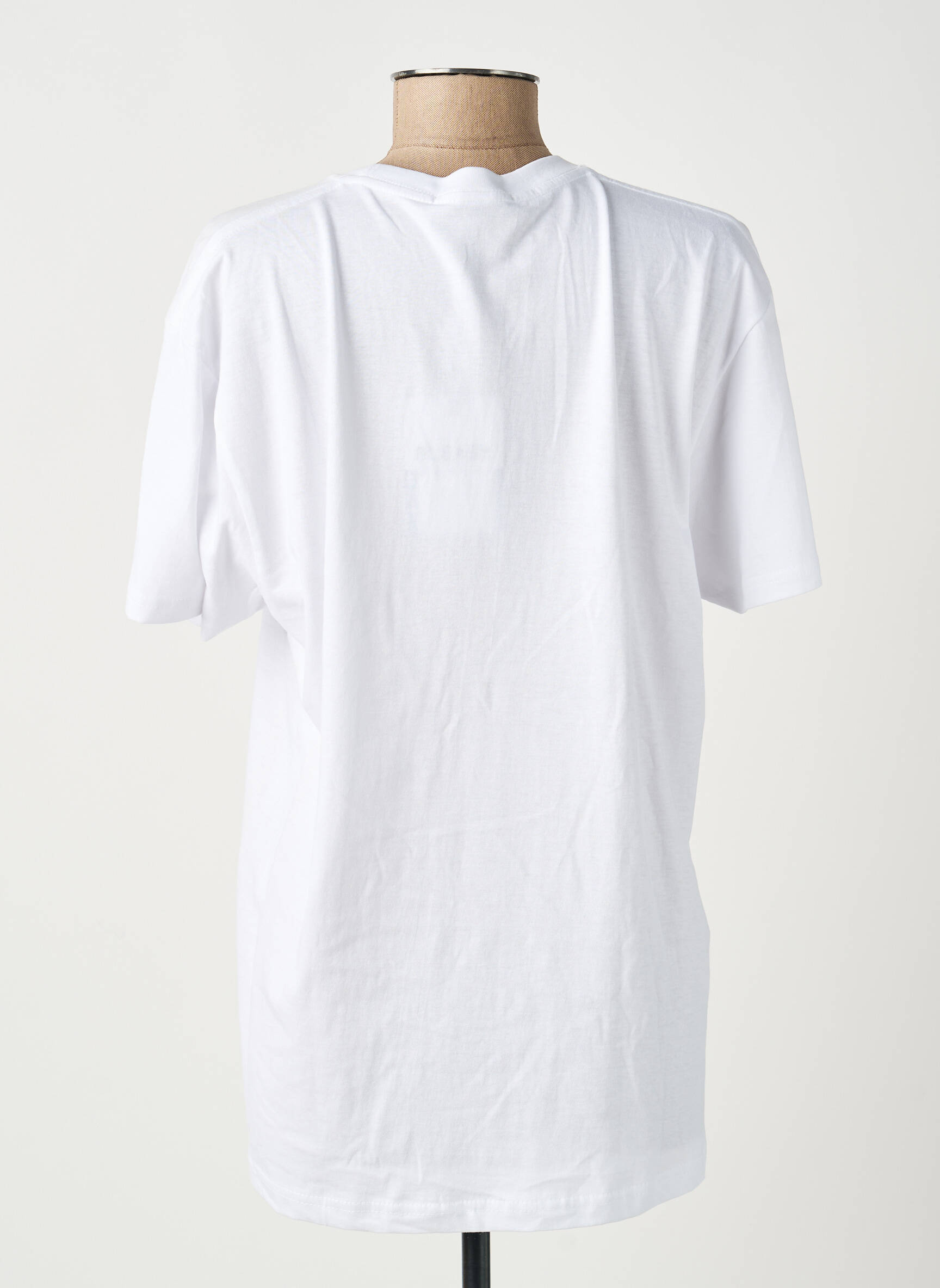 Tricou serigrafie flockată mâneci scurte alb PLEASE femeie