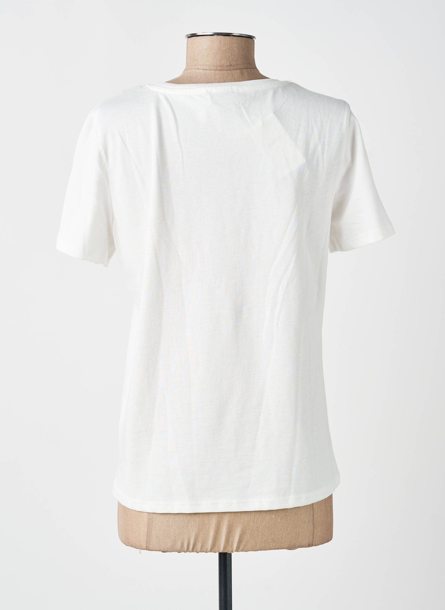 Tricou croială dreaptă mâneci scurte alb GEISHA femeie