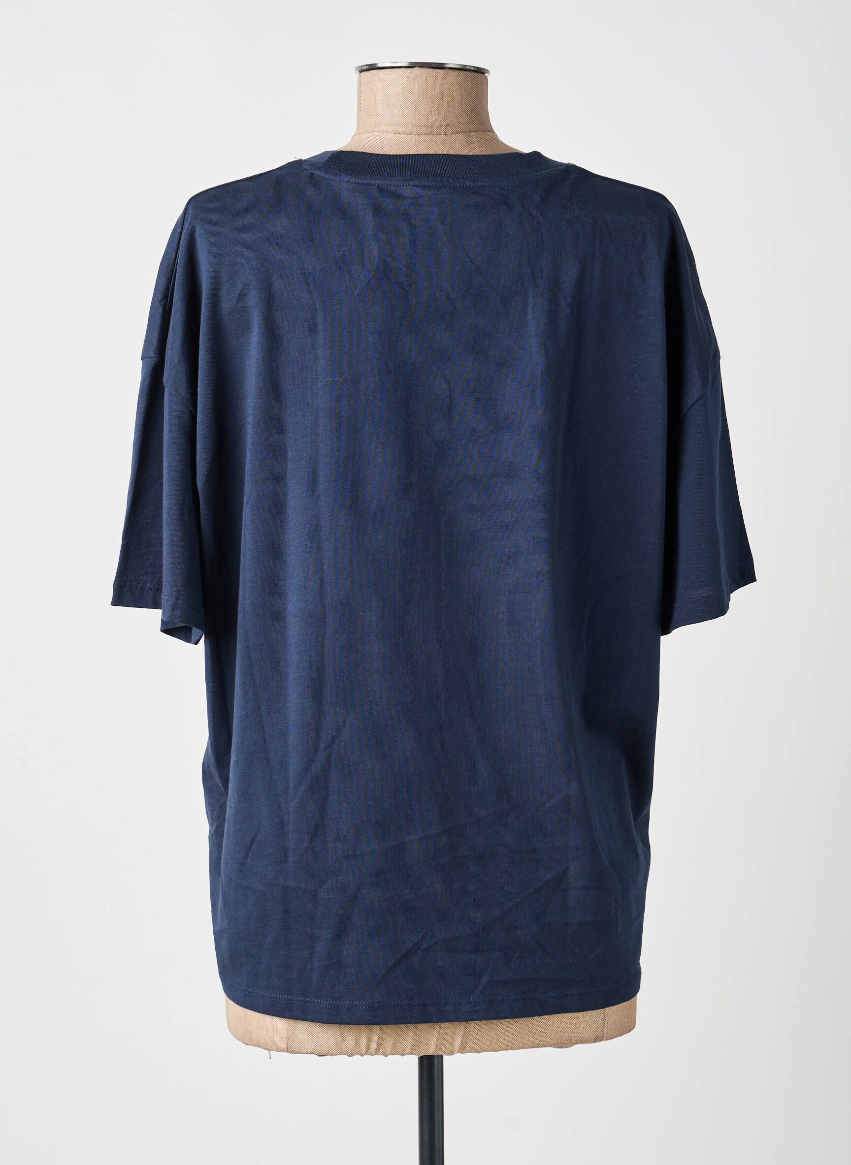 Tricou serigrafie flockată mâneci scurte albastru MARCELLO COLLECTION femeie