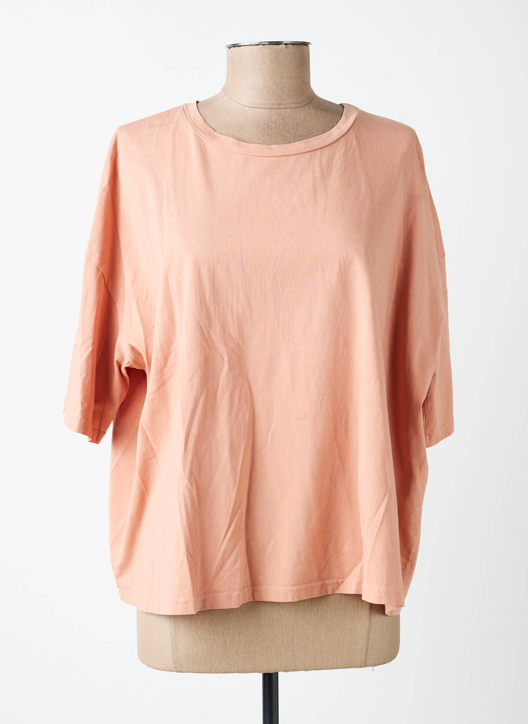 Tricou guler rotund mâneci scurte roz PLEASE femeie