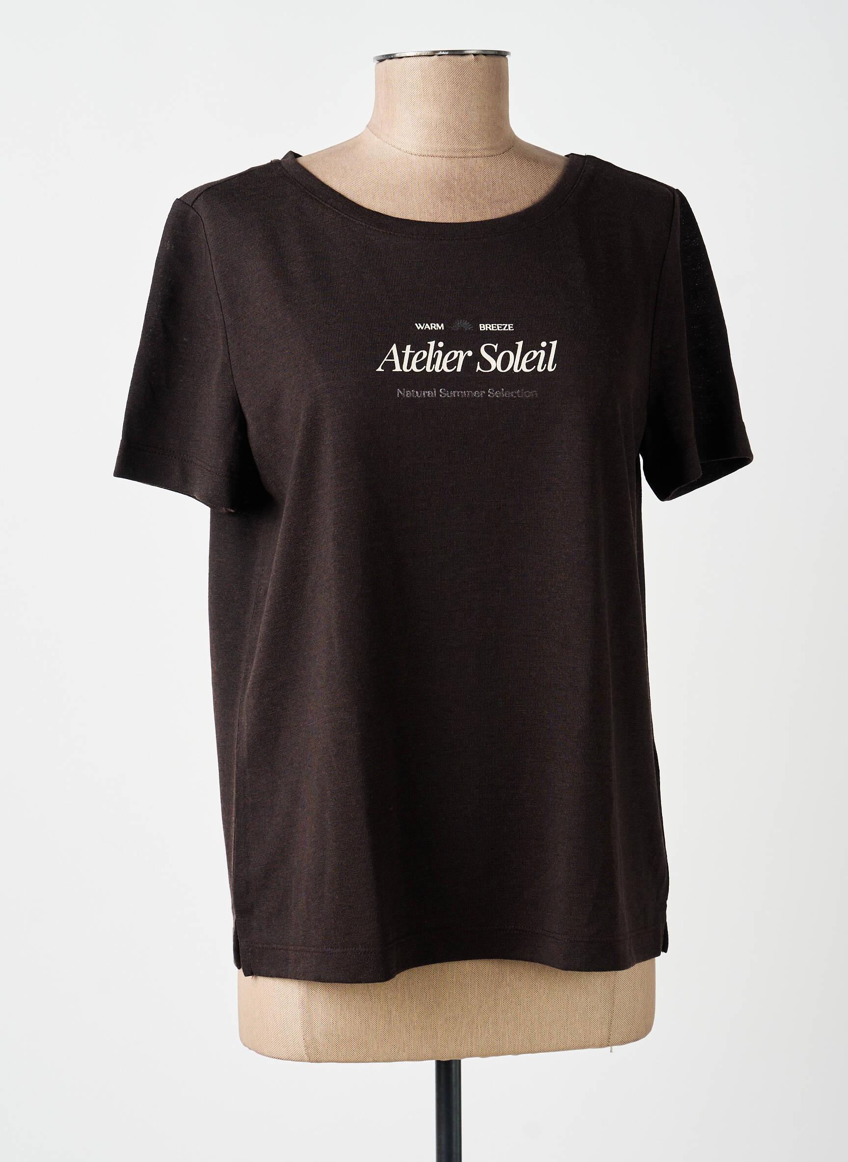 Tricou serigrafie flockată mâneci scurte maro STREET ONE femeie