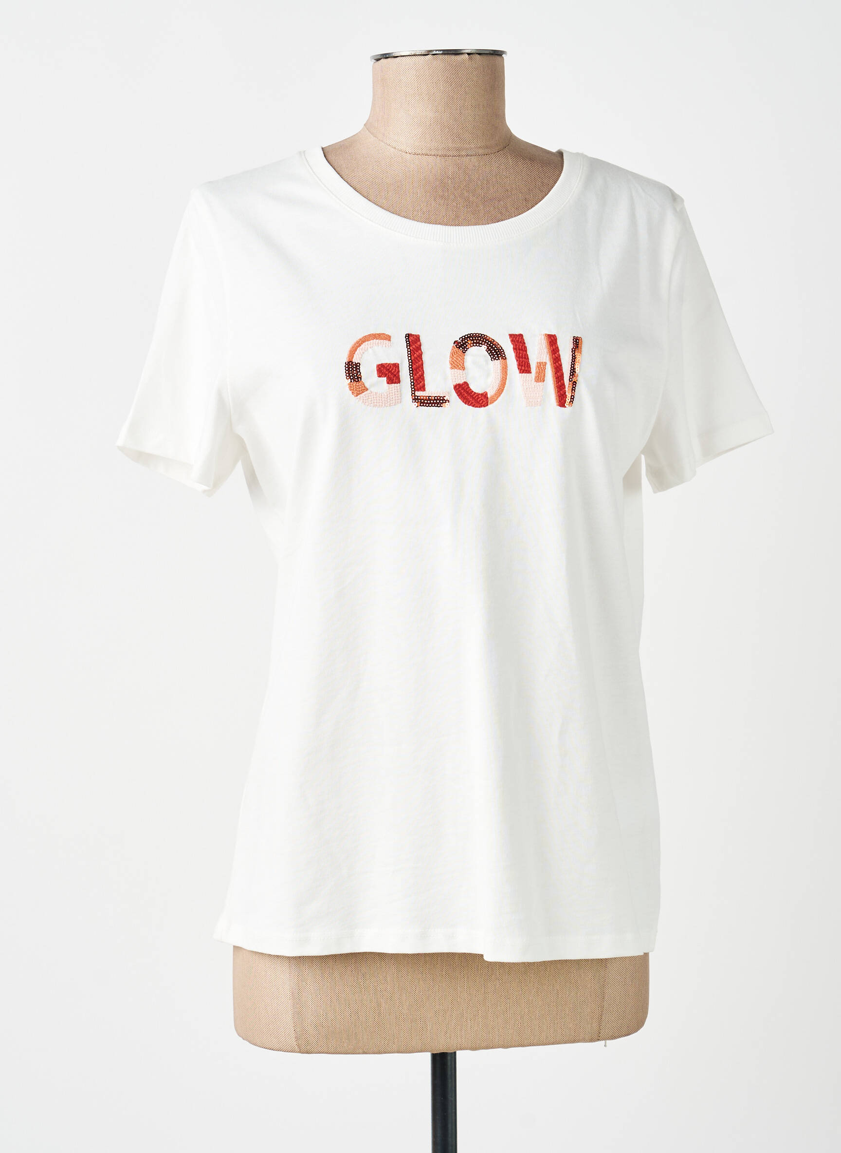 Tricou elasticitate mâneci scurte alb GEISHA femeie