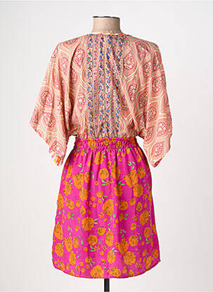 Rochie scurtă mâneci scurte mâneci scurte roz LARAETHNICS femeie