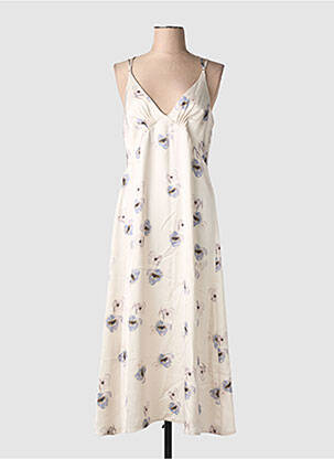 Rochie lungă imprimeu floral bretele subțiri alb NEKANE femeie