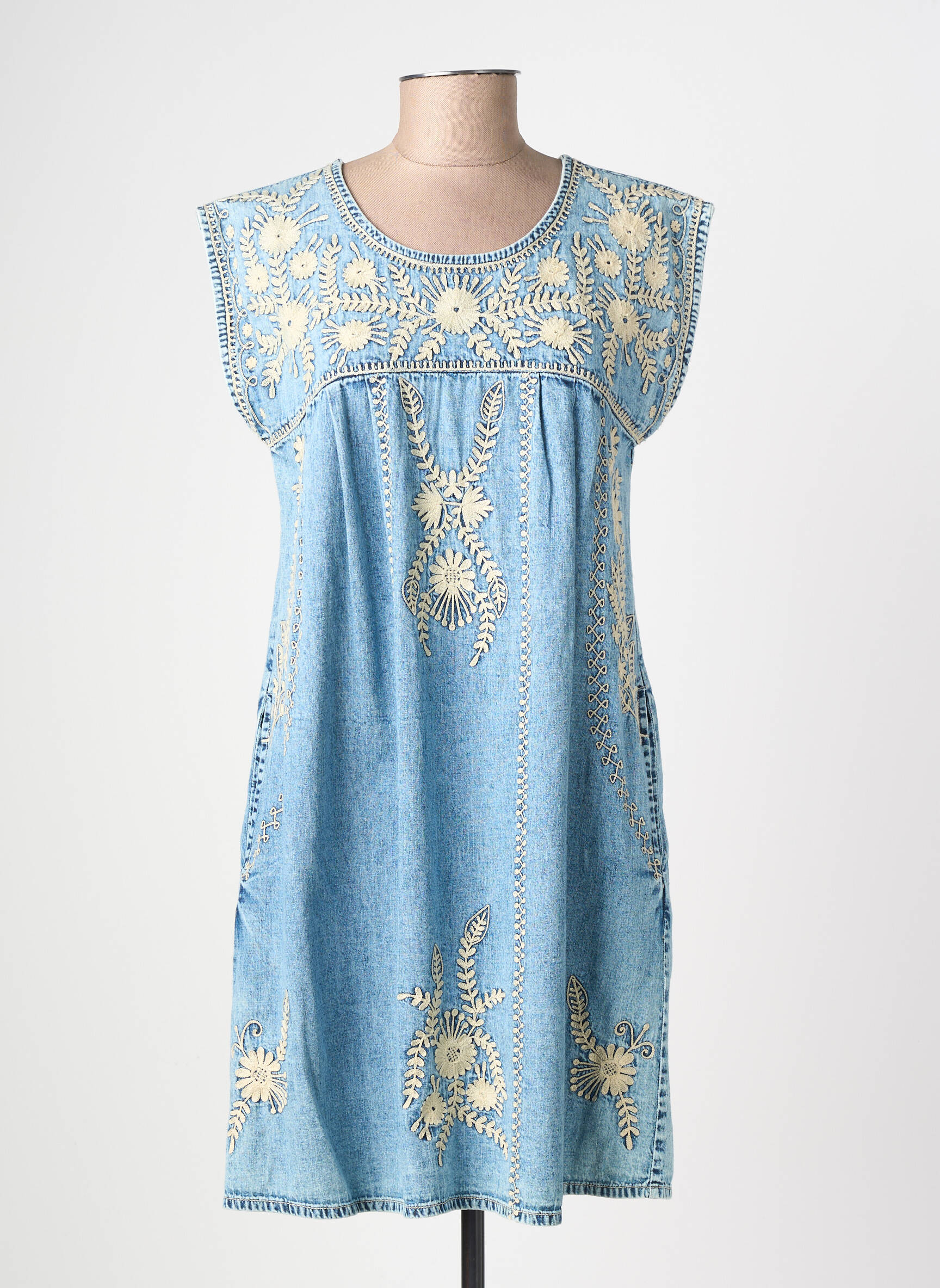 Rochie scurtă mâneci scurte mâneci scurte albastru MAISON HOTEL femeie