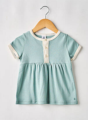 Rochie midi mâneci scurte mâneci scurte verde PETIT BATEAU fată