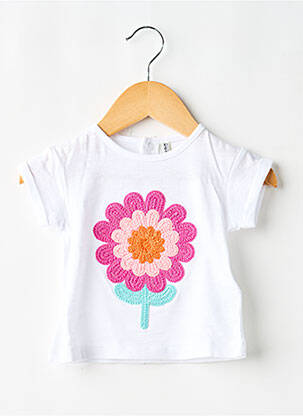 Tricou închidere cu nasturi la spate mâneci scurte alb LOSAN fată