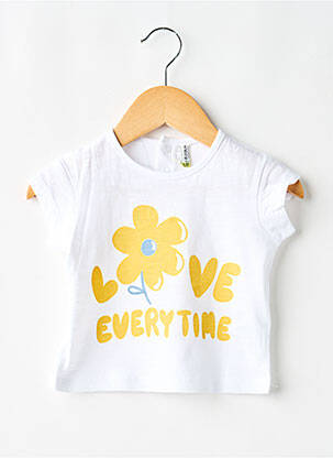 Tricou închidere cu nasturi la spate mâneci scurte alb LOSAN fată