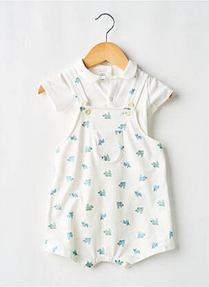 Salopetă închidere cu nasturi pe față fără mâneci alb PETIT BATEAU băiat