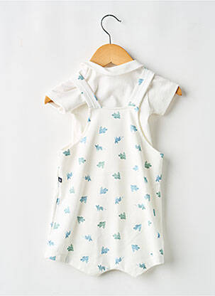 Salopetă închidere cu nasturi pe față fără mâneci alb PETIT BATEAU băiat