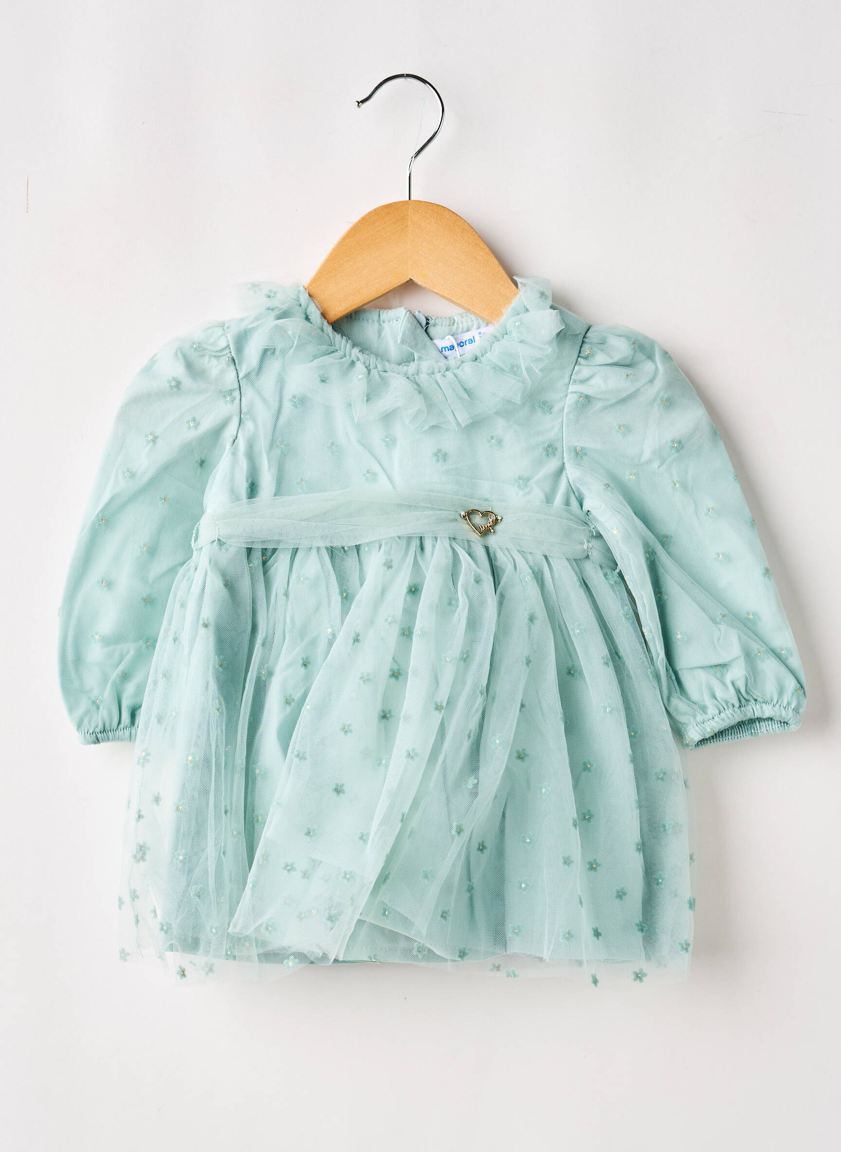 Rochie midi închidere cu fermoar la spate mâneci lungi verde MAYORAL fată