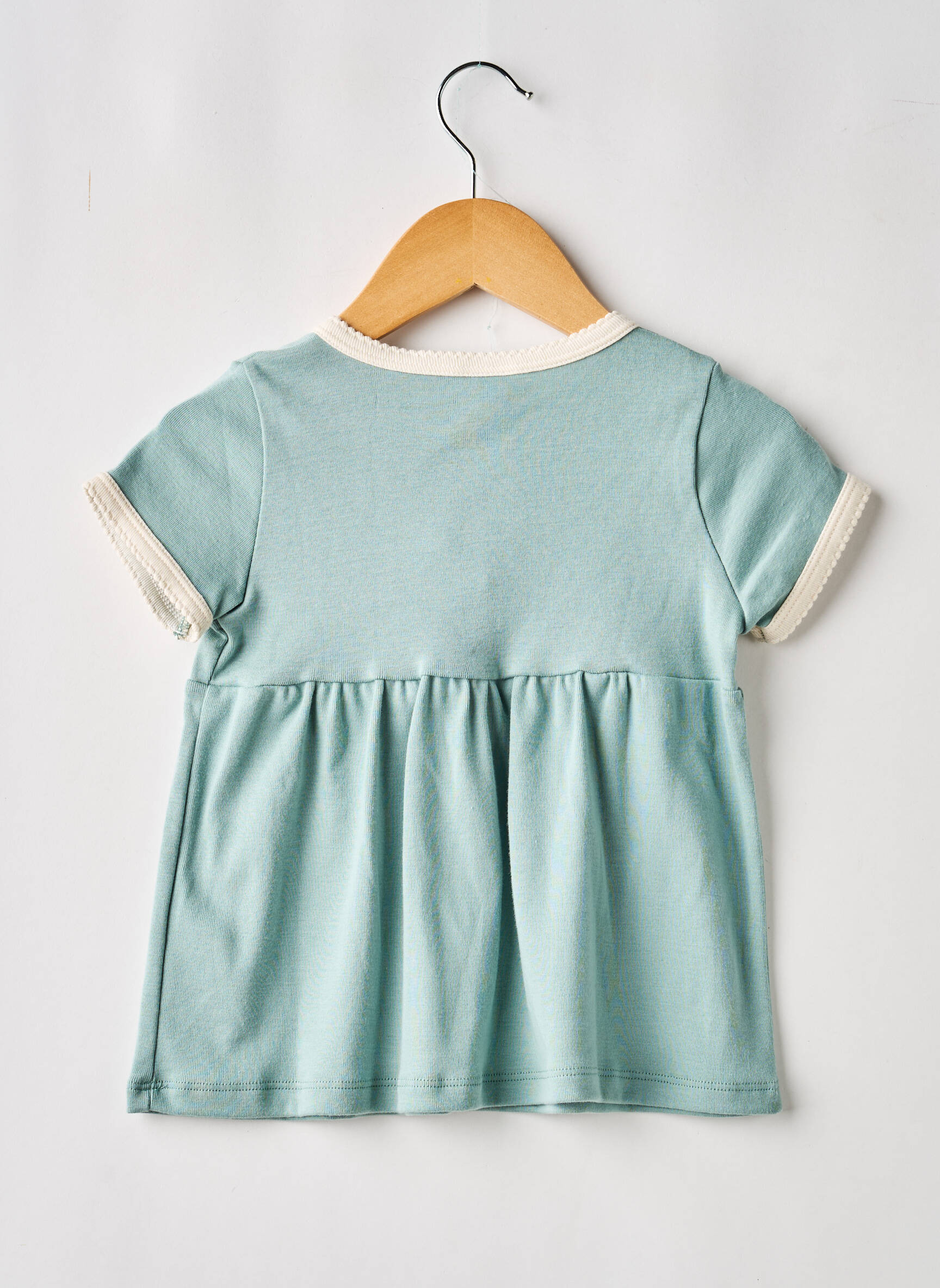 Rochie midi mâneci scurte mâneci scurte verde PETIT BATEAU fată