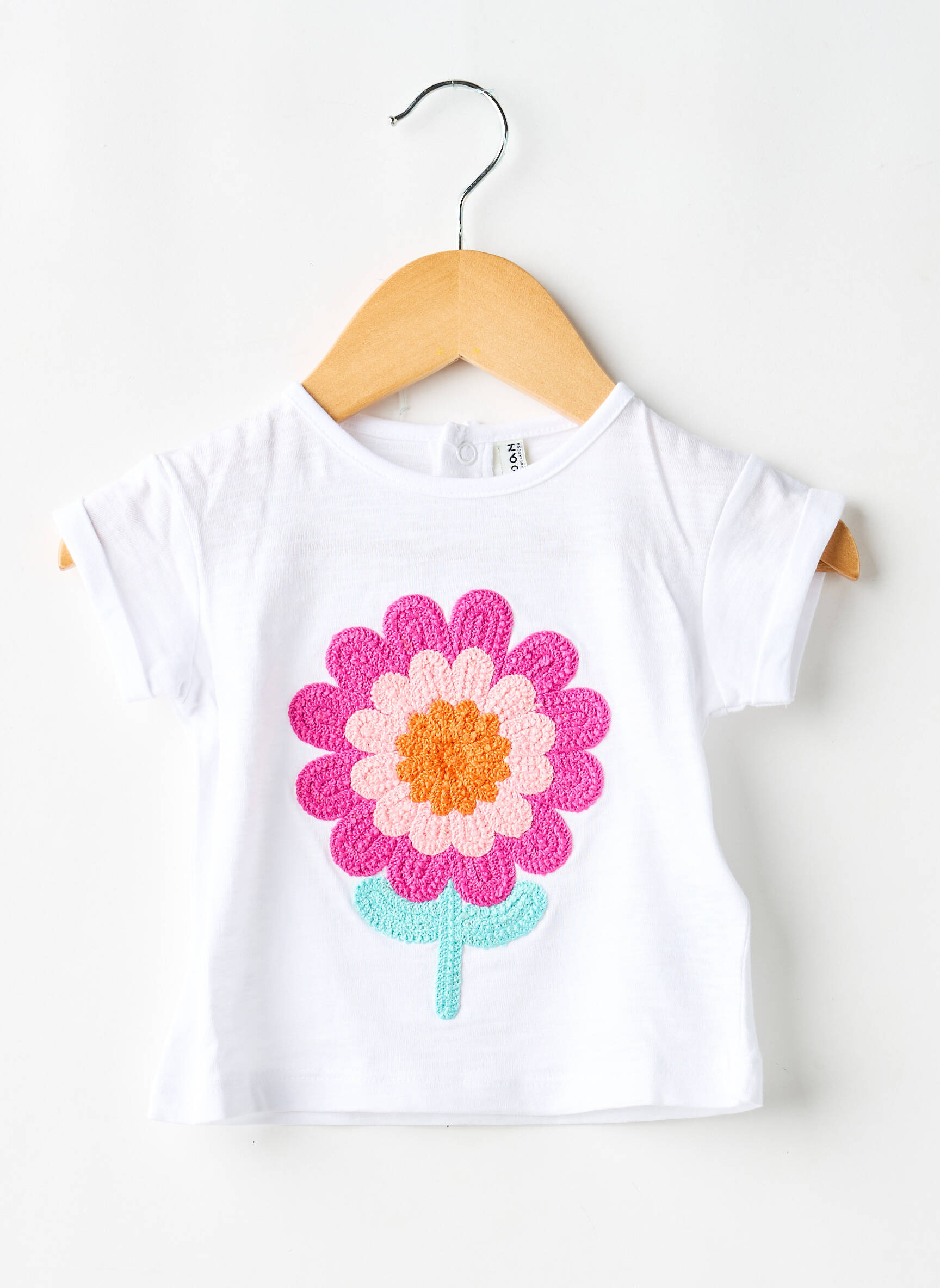 Tricou închidere cu nasturi la spate mâneci scurte alb LOSAN fată