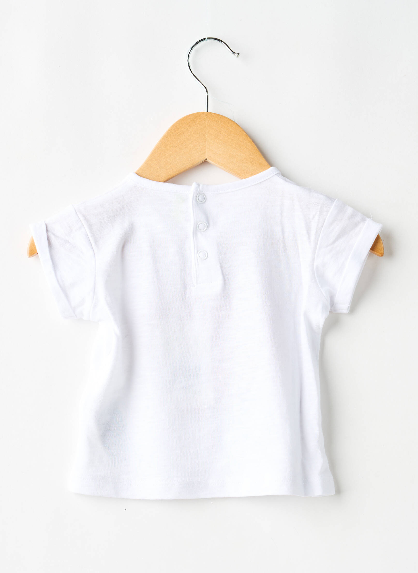 Tricou închidere cu nasturi la spate mâneci scurte alb LOSAN fată