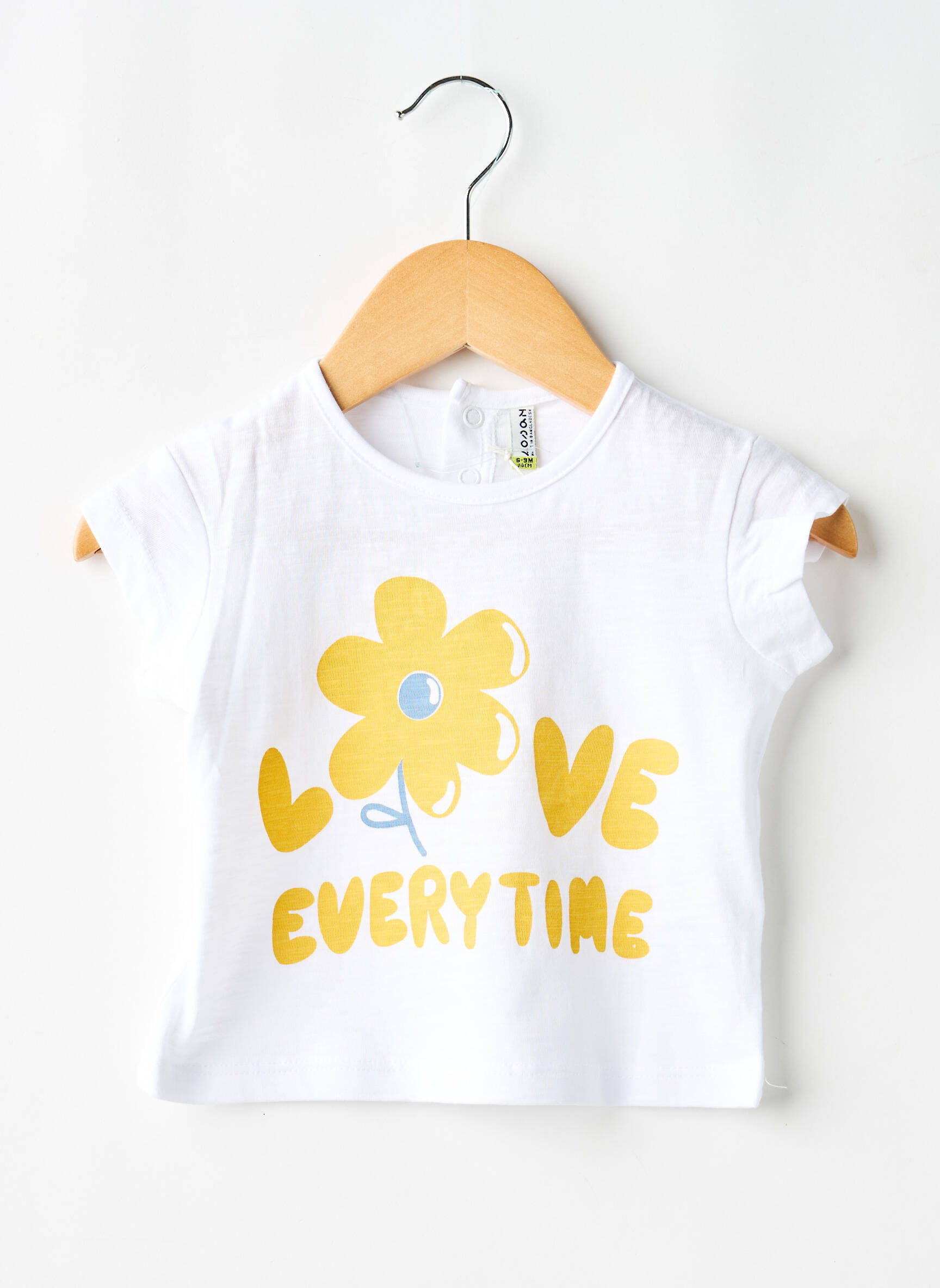 Tricou închidere cu nasturi la spate mâneci scurte alb LOSAN fată