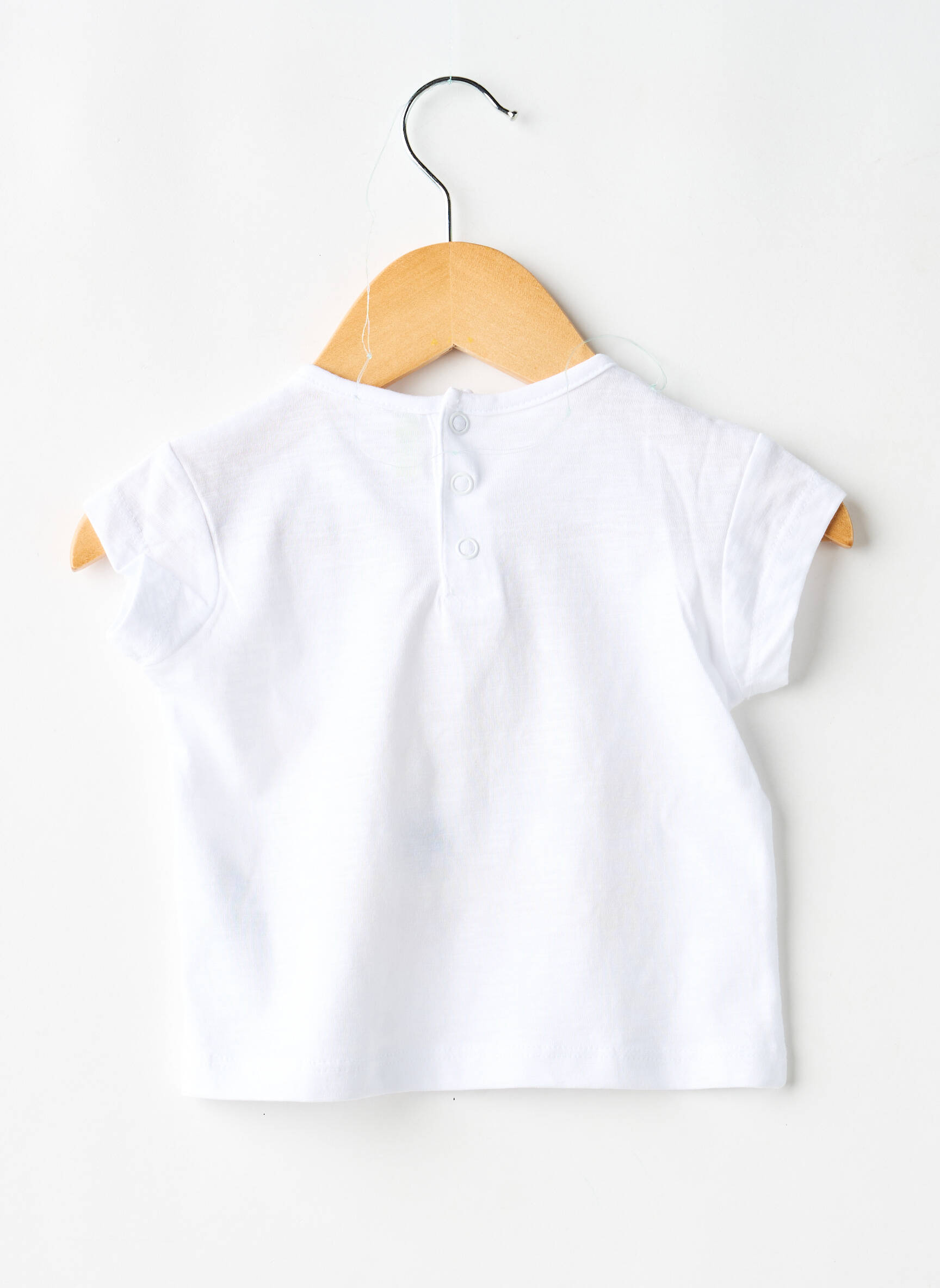 Tricou închidere cu nasturi la spate mâneci scurte alb LOSAN fată