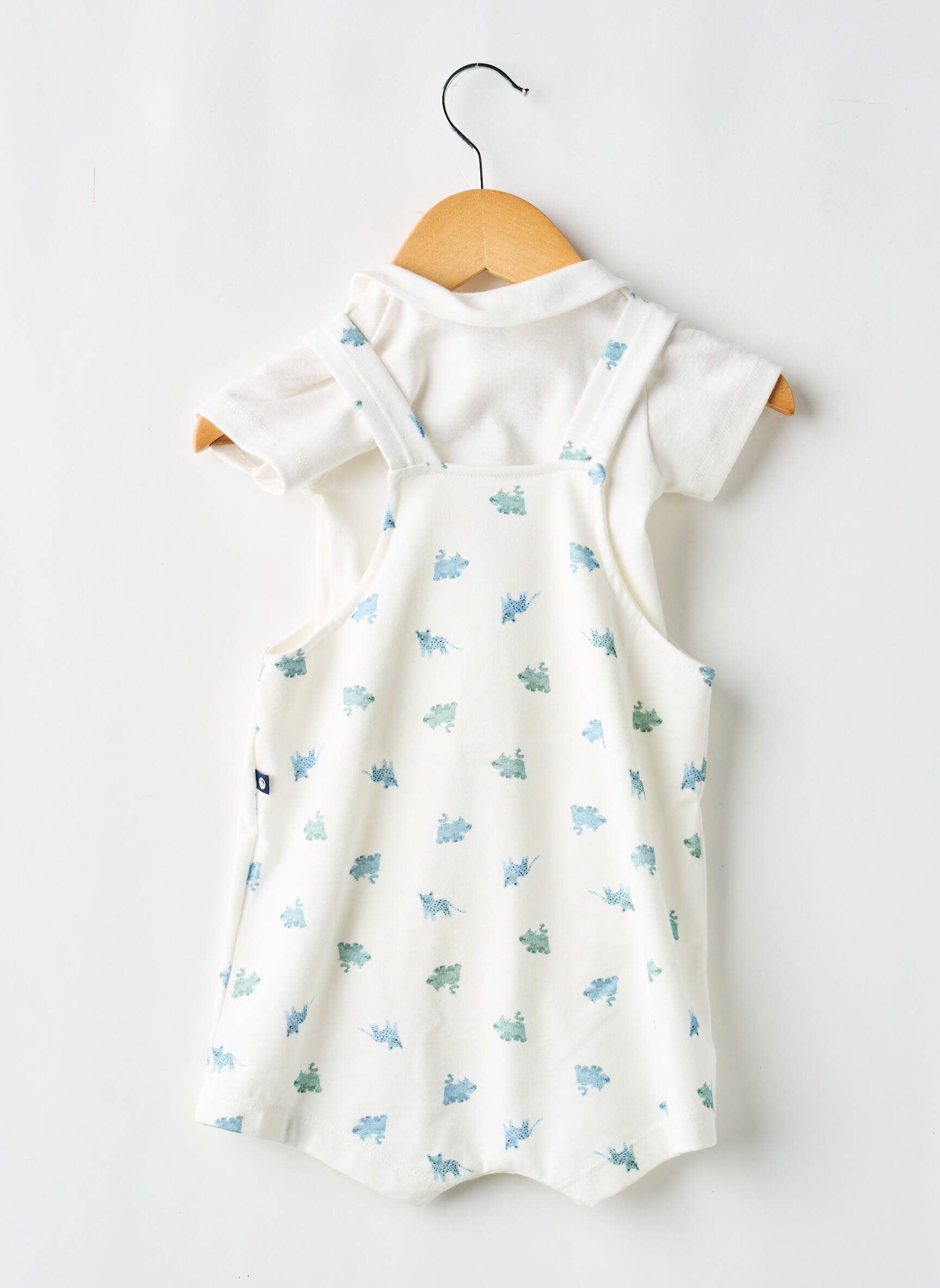 Salopetă închidere cu nasturi pe față fără mâneci alb PETIT BATEAU băiat