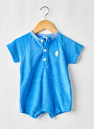 Salopetă scurtă croială dreaptă mâneci scurte albastru PETIT BATEAU băiat