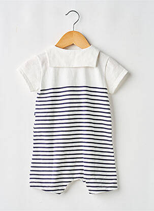 Salopetă scurtă croială dreaptă mâneci scurte alb PETIT BATEAU băiat
