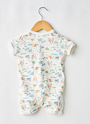 Salopetă scurtă imprimeu fantezie mâneci scurte alb PETIT BATEAU băiat