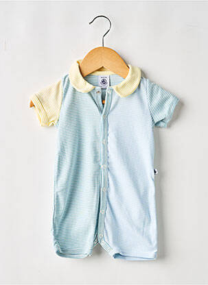Salopetă scurtă croială dreaptă mâneci scurte albastru PETIT BATEAU băiat