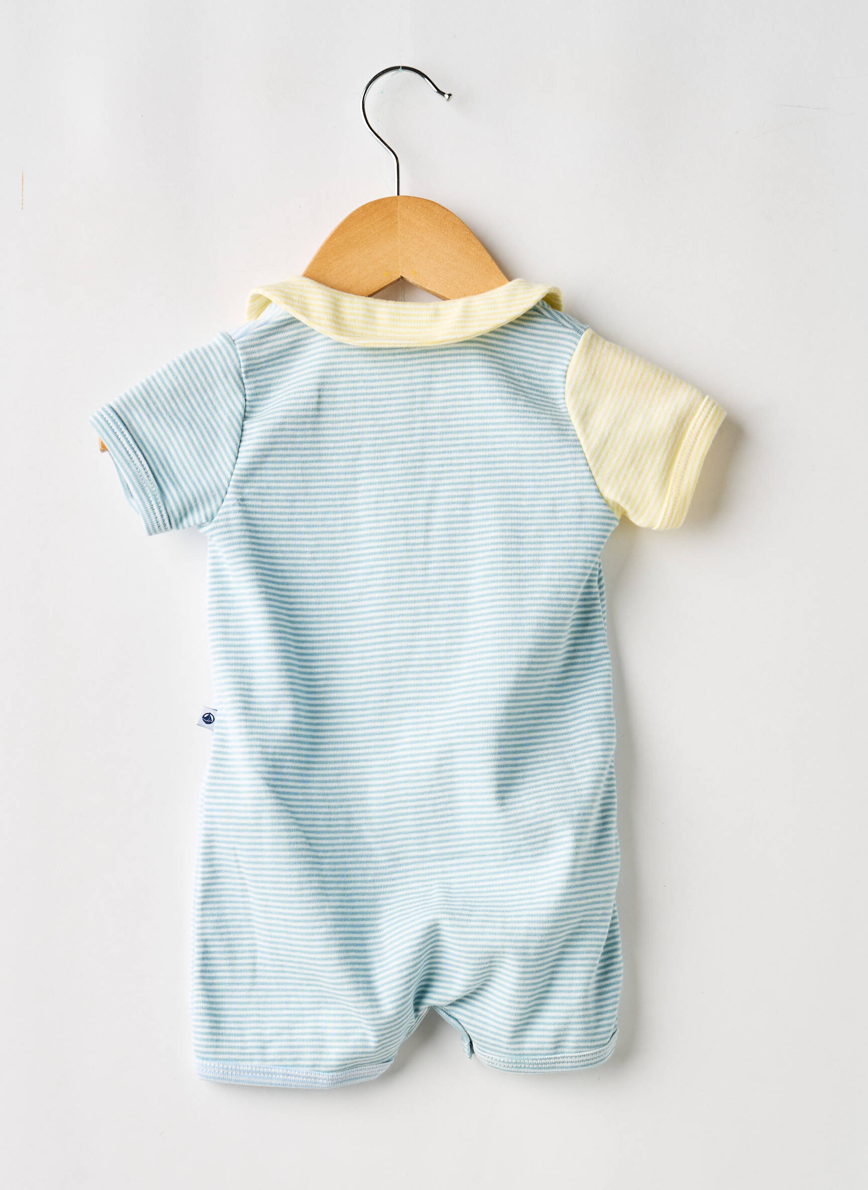 Salopetă scurtă croială dreaptă mâneci scurte albastru PETIT BATEAU băiat