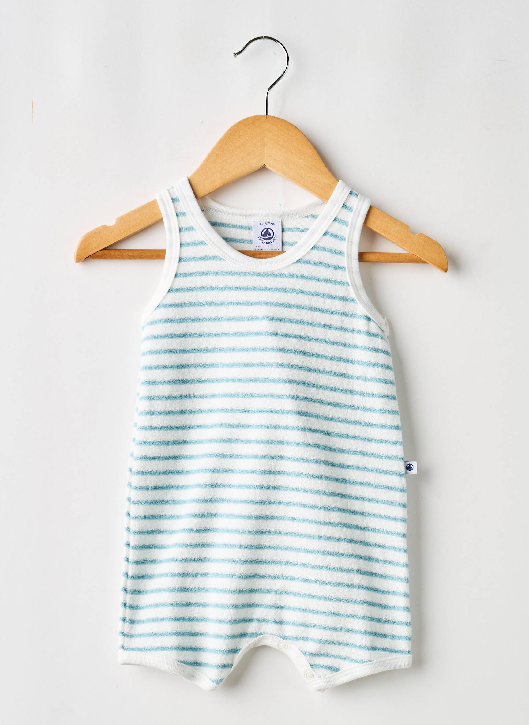 Salopetă scurtă croială dreaptă fără mâneci albastru PETIT BATEAU băiat