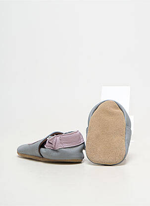 Papuci/pantofi de casă material neted vârf rotund gri HOBEA  fată