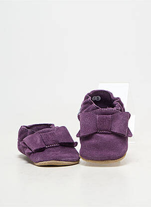 Papuci/pantofi de casă talpă exterioară din piele vârf rotund violet HOBEA  fată