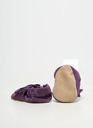 Papuci/pantofi de casă talpă exterioară din piele vârf rotund violet HOBEA  fată