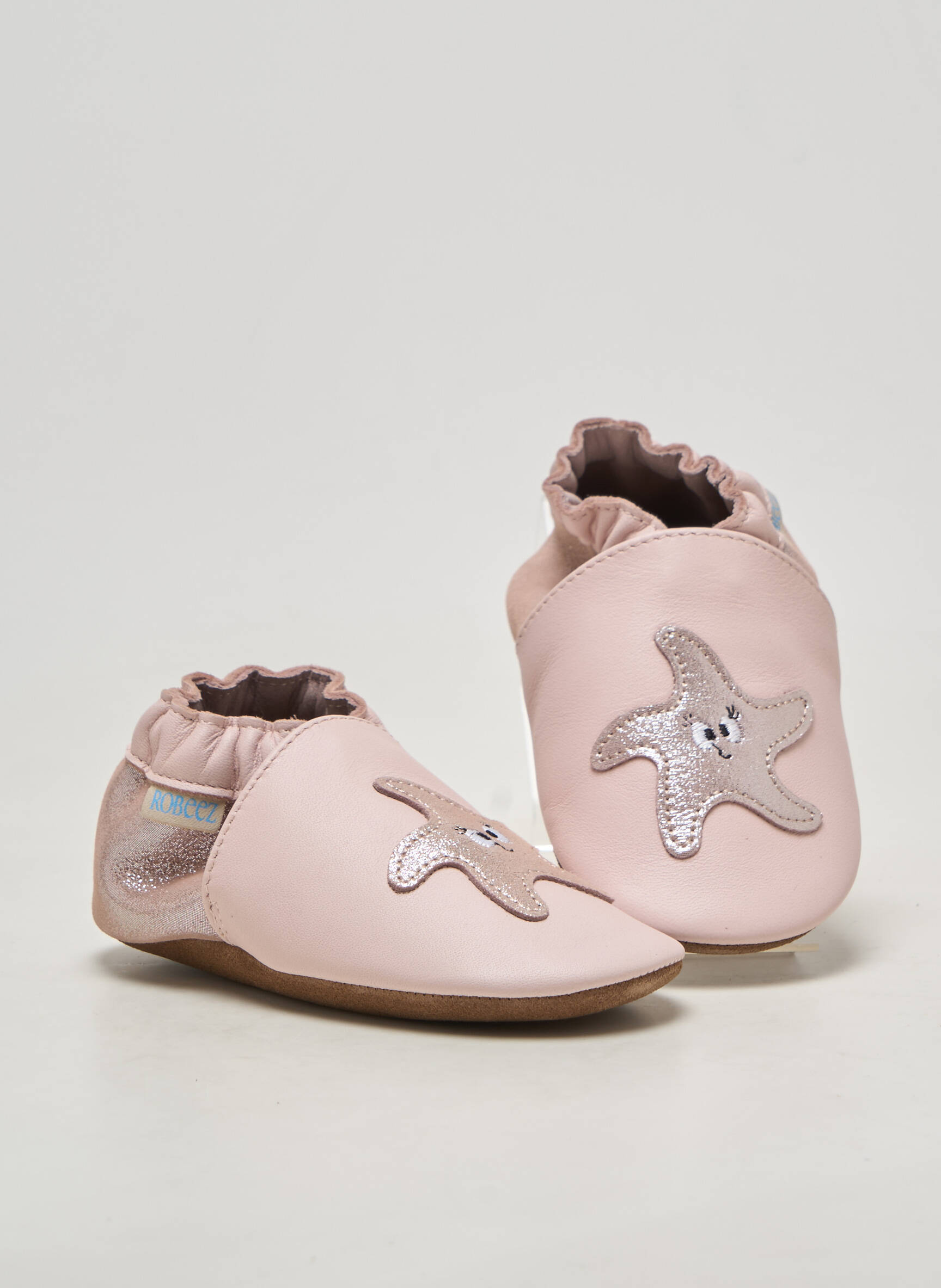 Papuci/pantofi de casă material neted vârf rotund roz ROBEEZ fată