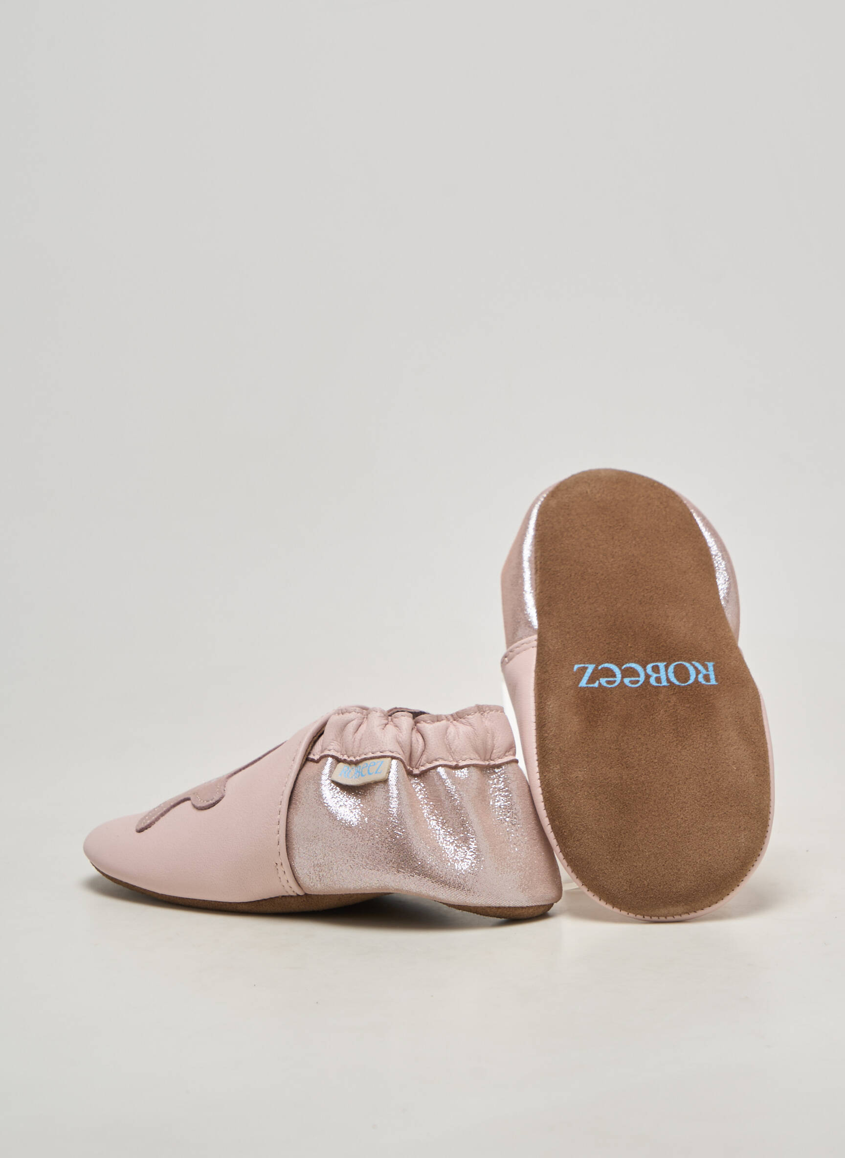 Papuci/pantofi de casă material neted vârf rotund roz ROBEEZ fată
