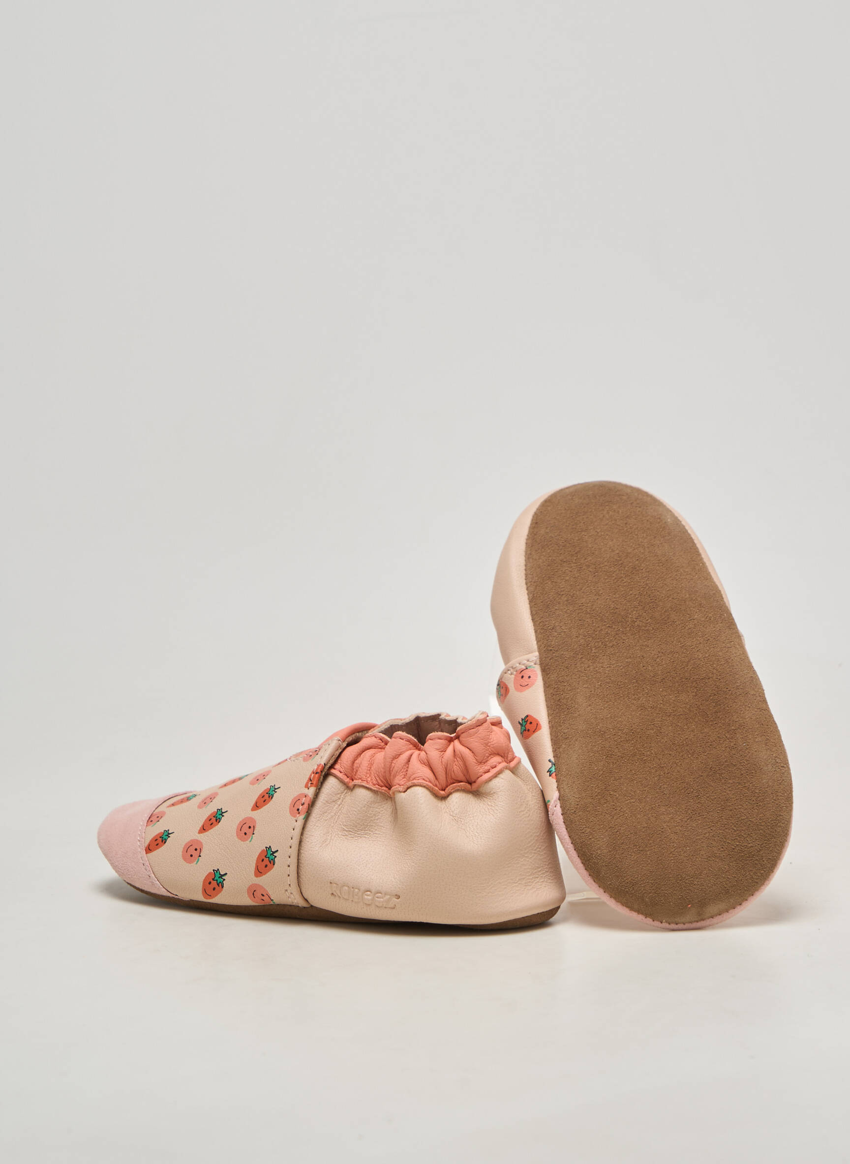 Papuci/pantofi de casă material neted vârf rotund roz ROBEEZ fată