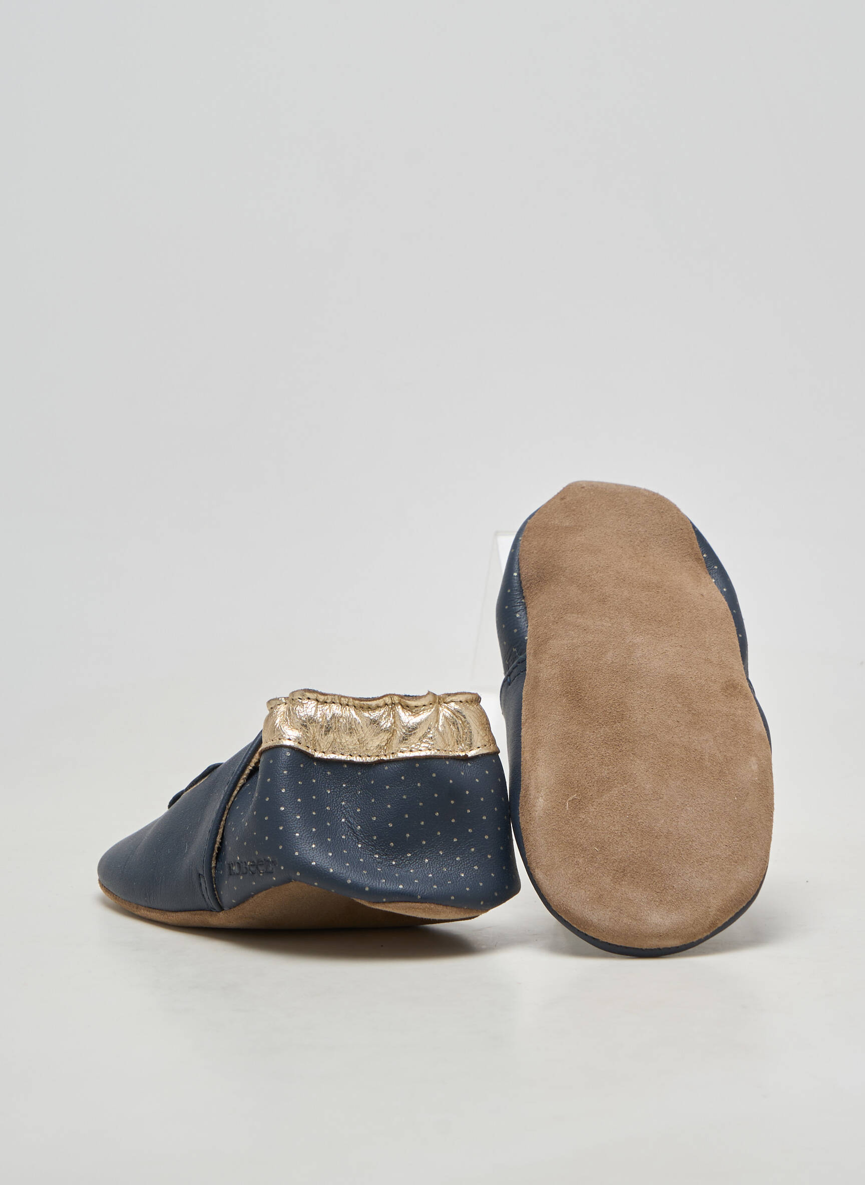 Papuci/pantofi de casă material neted vârf rotund albastru ROBEEZ fată
