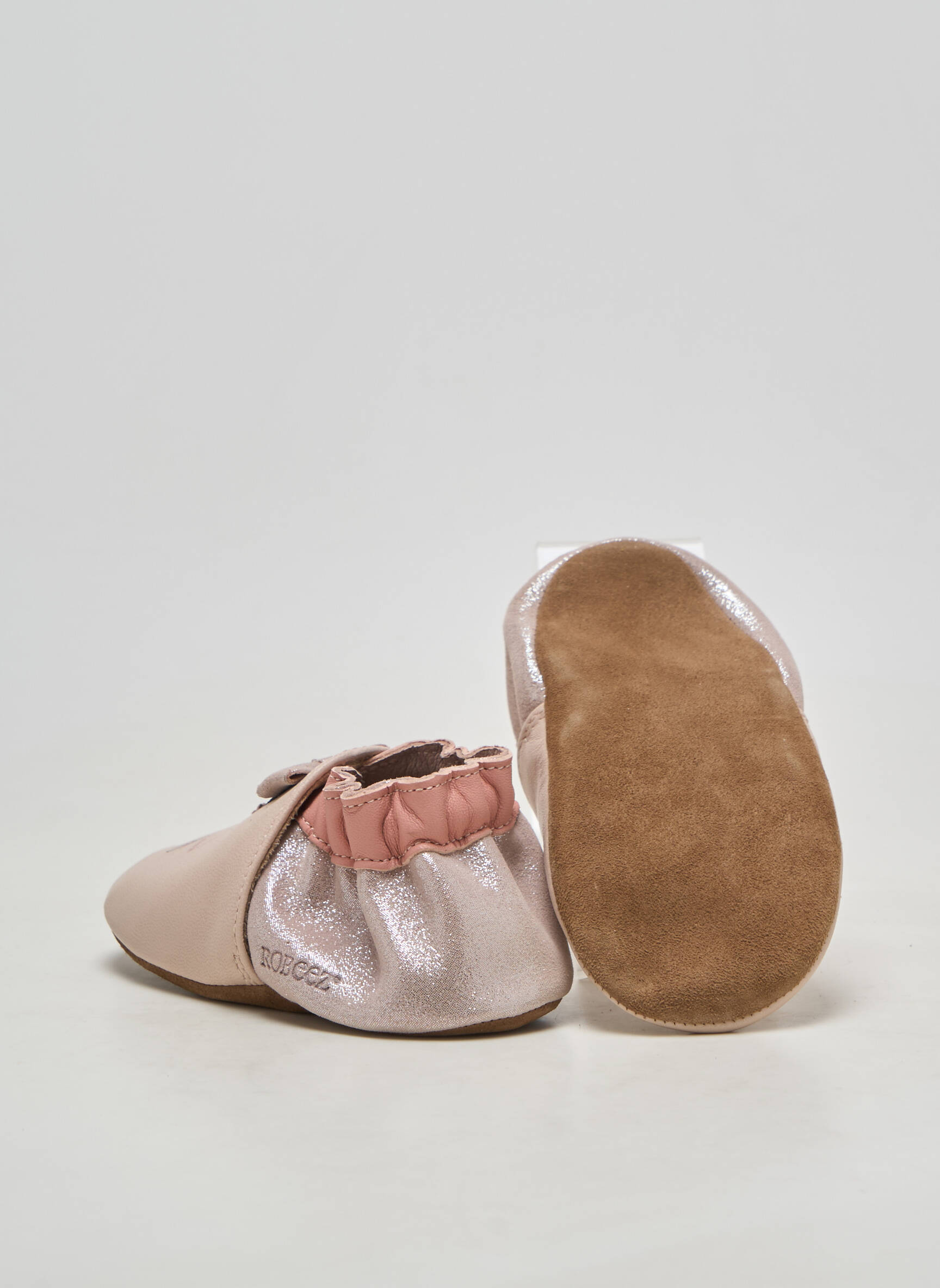 Papuci/pantofi de casă material neted vârf rotund roz ROBEEZ fată