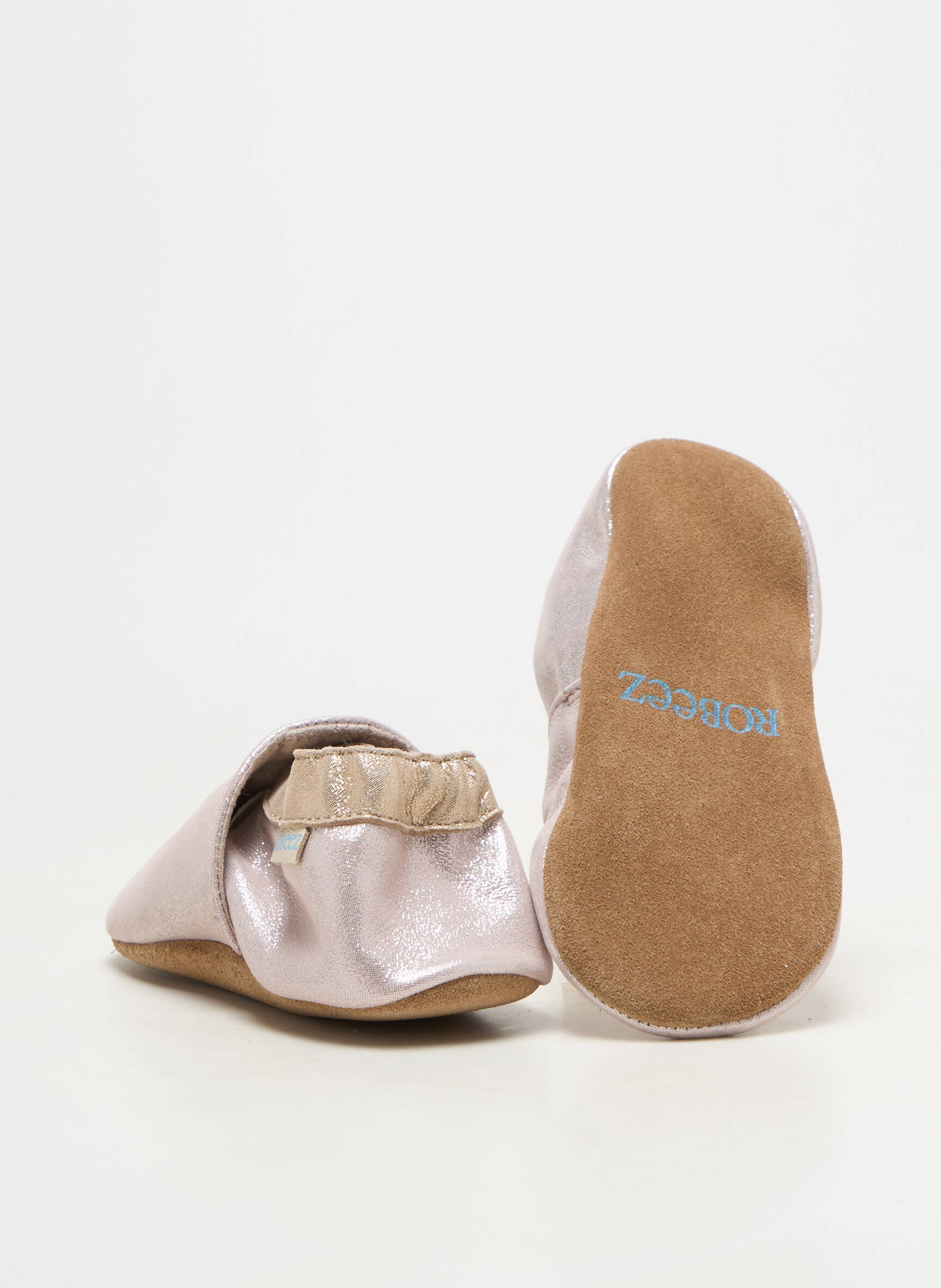 Papuci/pantofi de casă material neted vârf rotund roz ROBEEZ fată