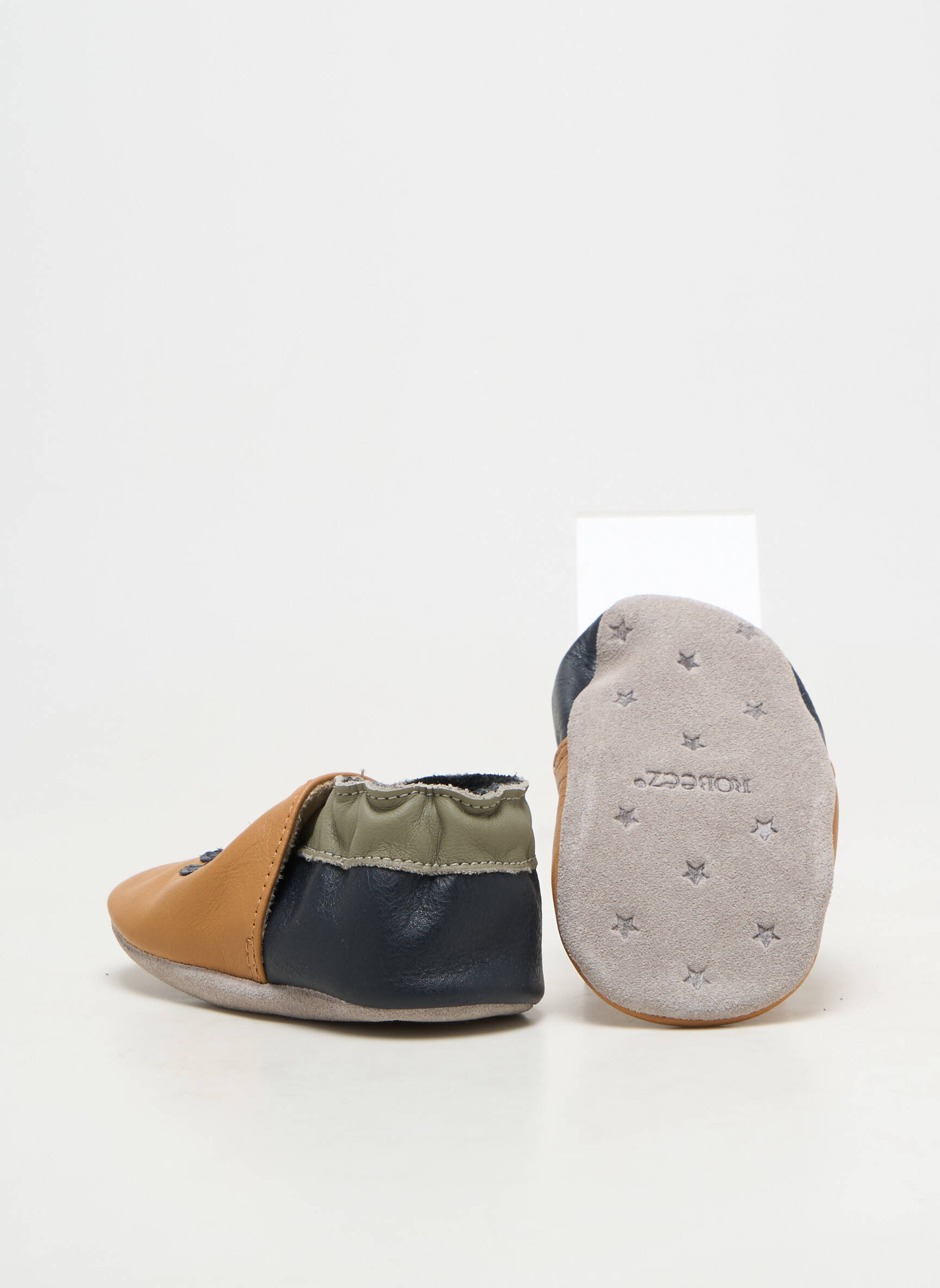 Papuci/pantofi de casă material neted vârf rotund maro ROBEEZ băiat