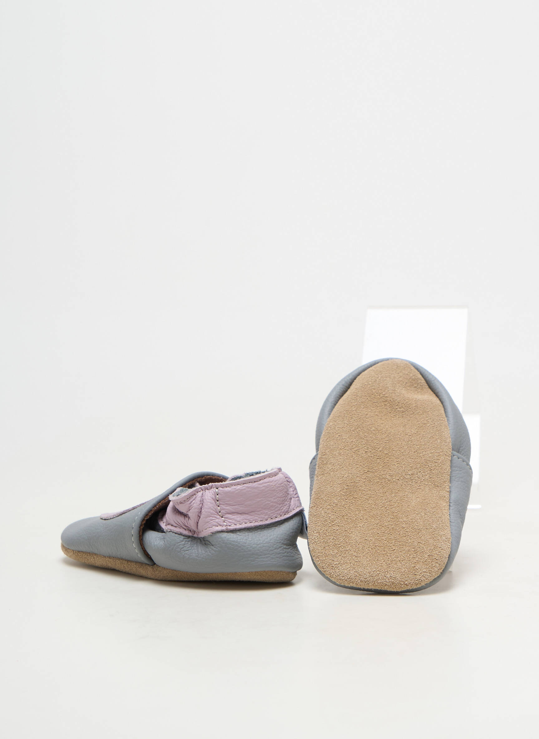 Papuci/pantofi de casă material neted vârf rotund gri HOBEA  fată