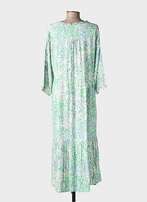 Rochie lungă imprimeu fantezie mâneci 3/4 verde CREAM femeie