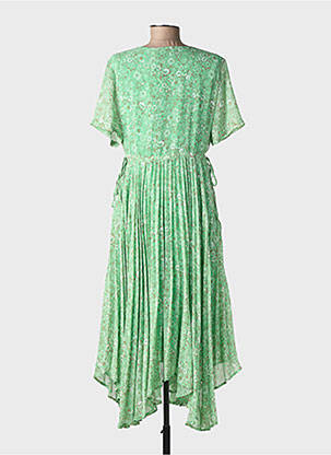 Rochie lungă imprimeu floral mâneci scurte verde CREAM femeie