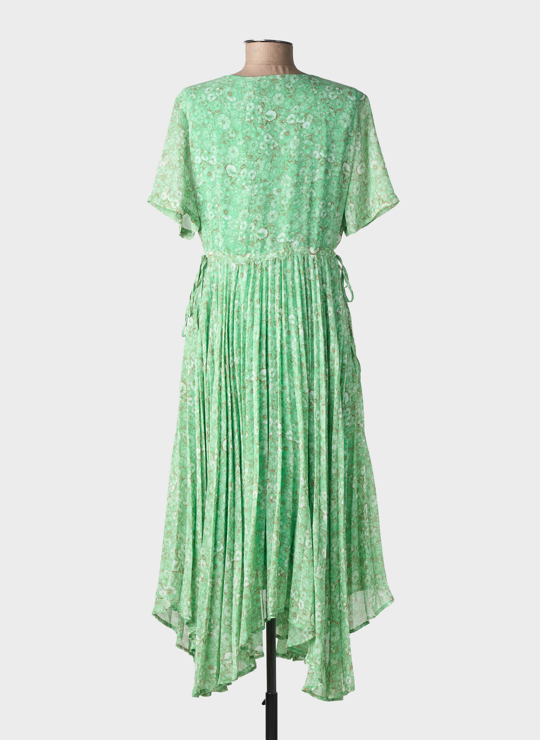 Rochie lungă imprimeu floral mâneci scurte verde CREAM femeie
