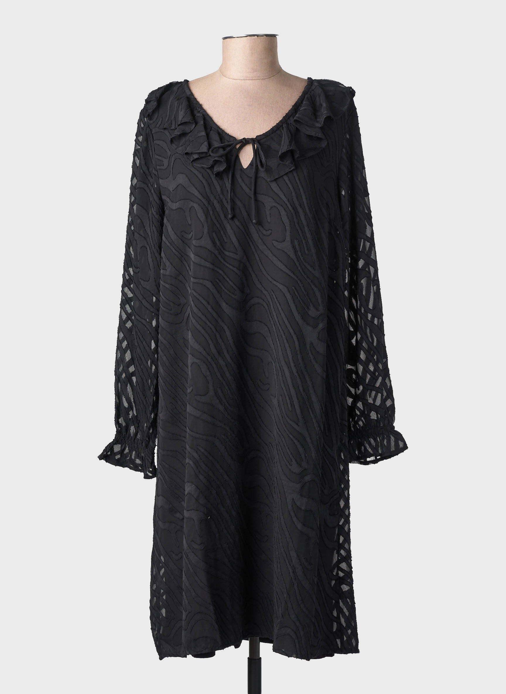 Rochie midi mâneci lungi mâneci lungi negru CREAM femeie