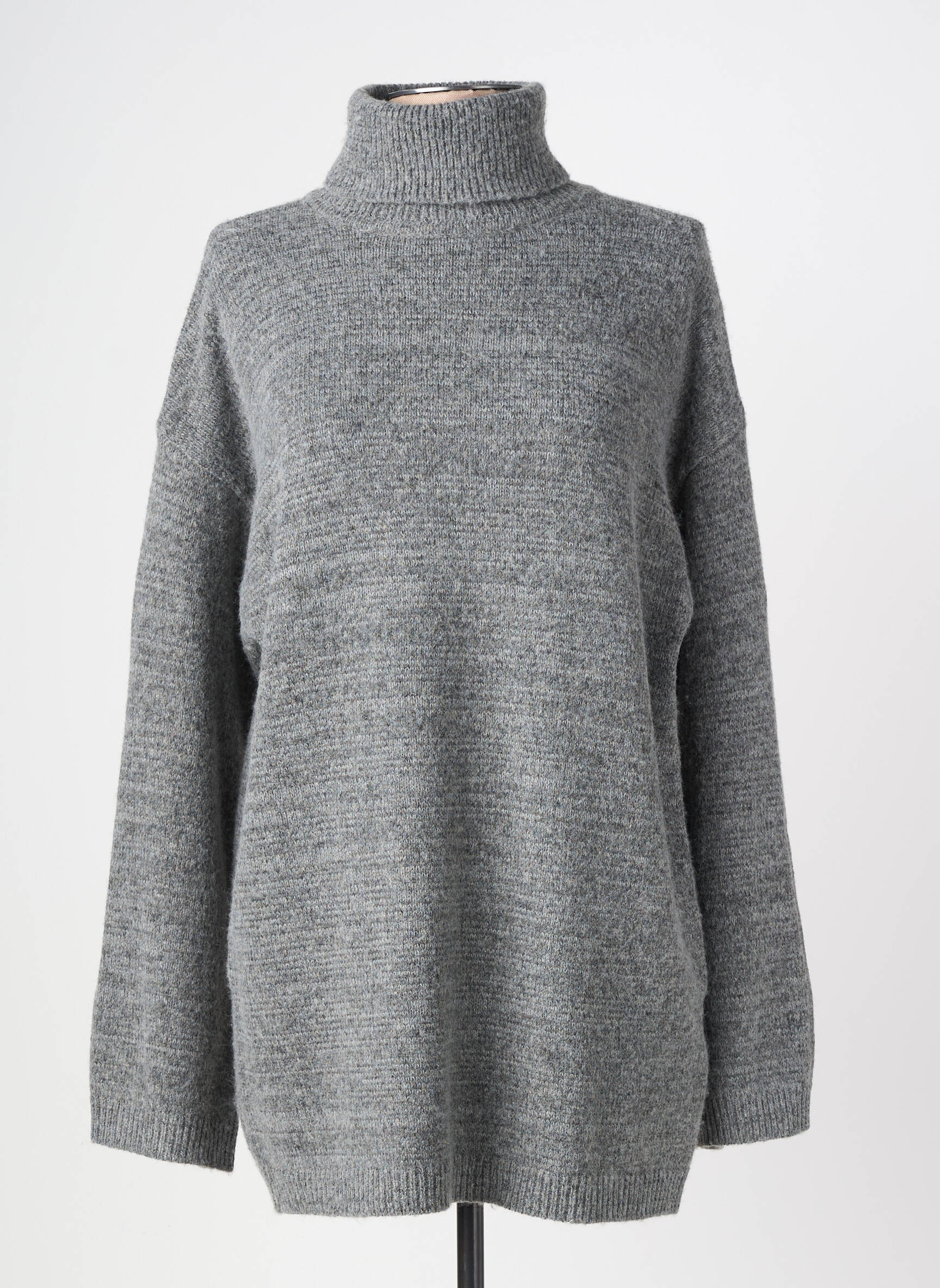 Pulover cu guler înalt tricot gros mâneci lungi gri SOYACONCEPT femeie