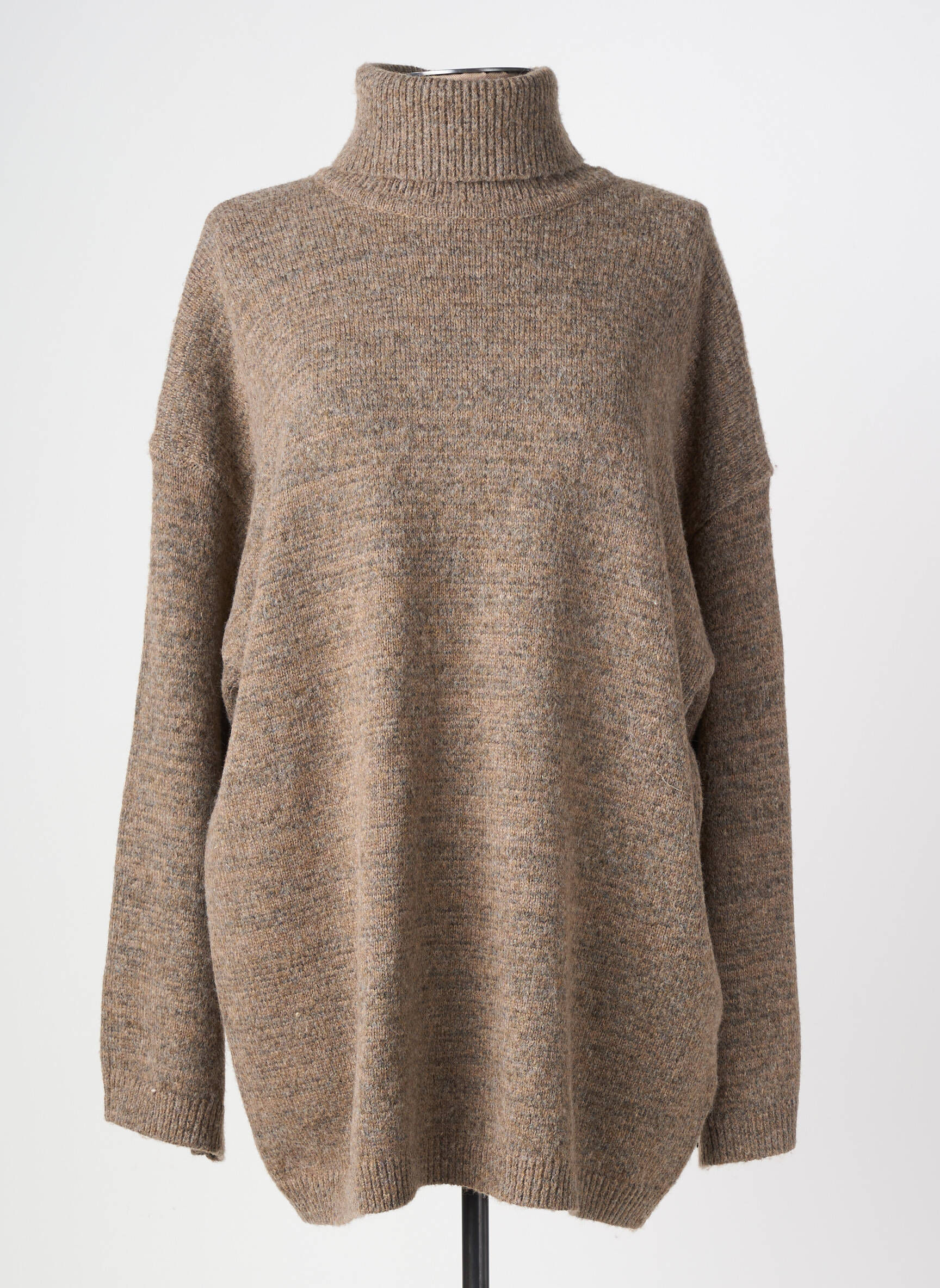 Pulover cu guler înalt tricot gros mâneci lungi maro SOYACONCEPT femeie