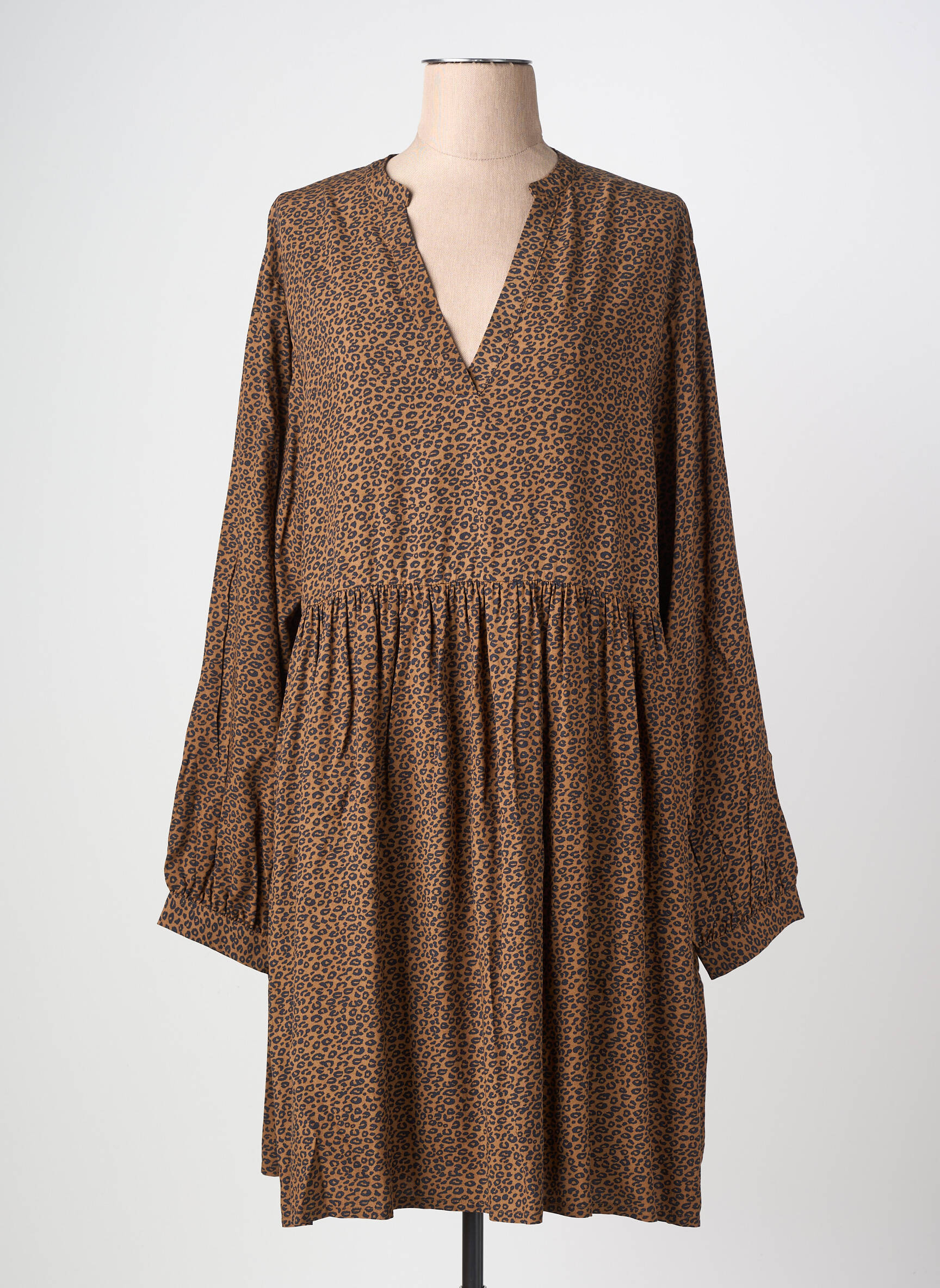 Rochie midi mâneci lungi mâneci lungi maro LOSAN femeie
