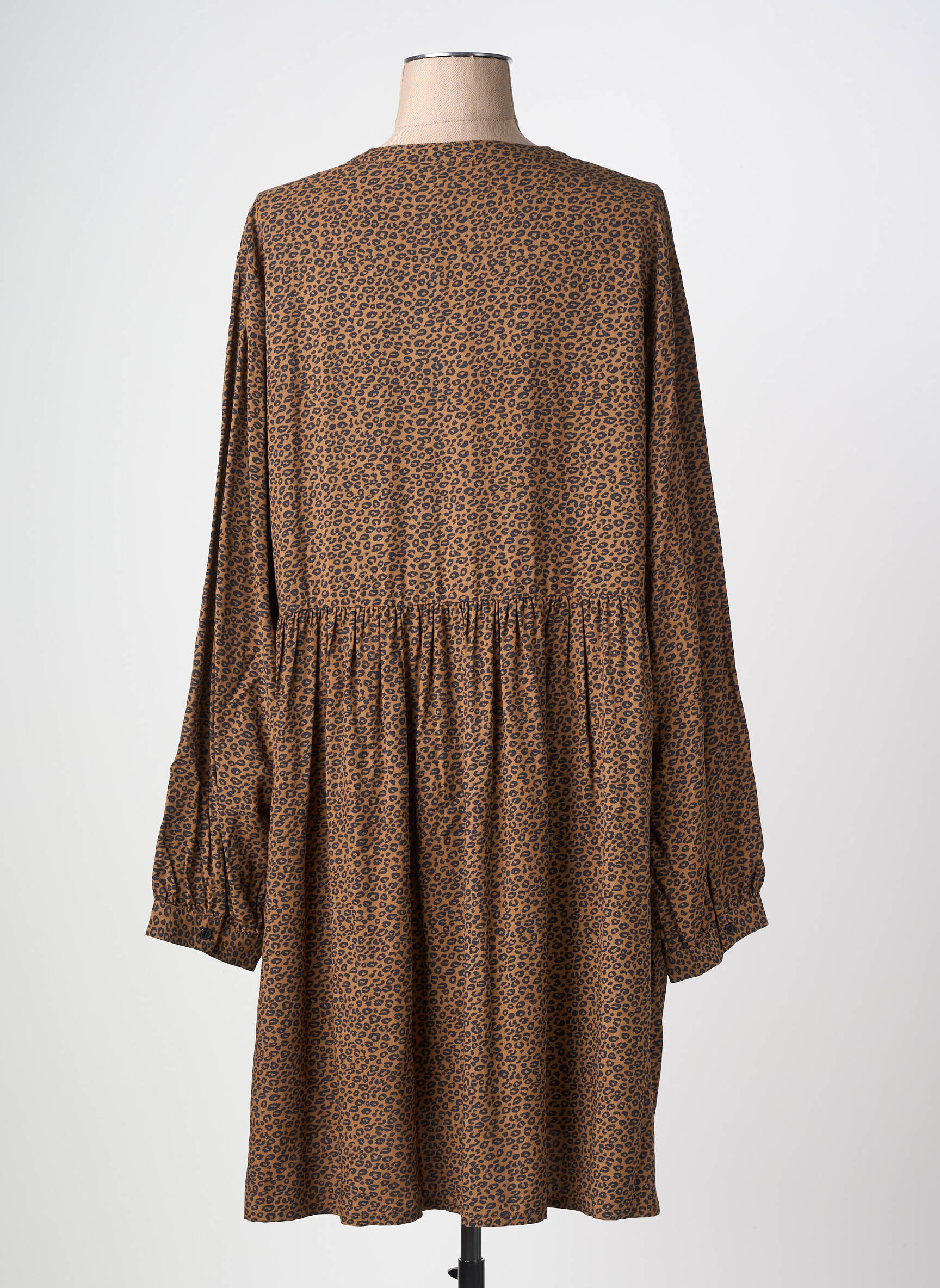 Rochie midi mâneci lungi mâneci lungi maro LOSAN femeie