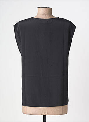 Top țesătură crep mâneci scurte negru LOSAN femeie