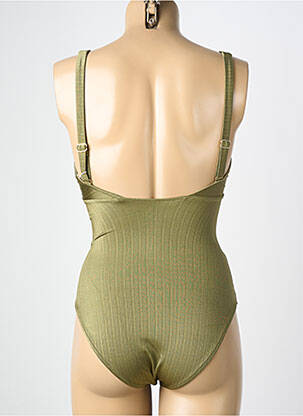 Costum de baie dintr-o singură piesă efect material satinat sutien balconet cu decolteu înalt verde MARYAN MEHLHORN femeie